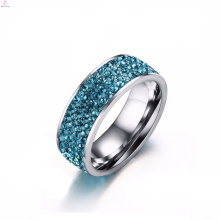 Custom Indonesia Stainless Steel Romantic Blue Couple Rings With Stone
